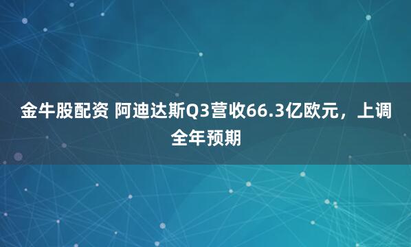 金牛股配资 阿迪达斯Q3营收66.3亿欧元，上调全年预期